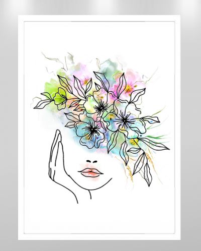 line-art_obraz_kobieta_w_polnych_kwiatach_biala_rama_funart.jpg