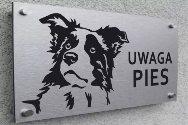elegancka_aluminiowa_tabliczka_uwaga_pies_bordercollie_FunArt_900_600.webp