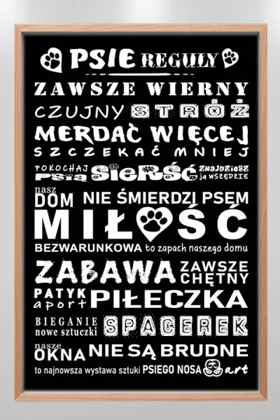 zabawna_tabliczka_dog_rules_psie_reguly_czarna_w_naturalnej_ramie_FunArt_600_900.webp